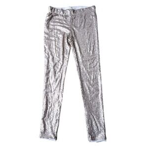 May & July Rose Gold Sequin Leggings Womens Large‎ Party Holiday Sparkly Pants